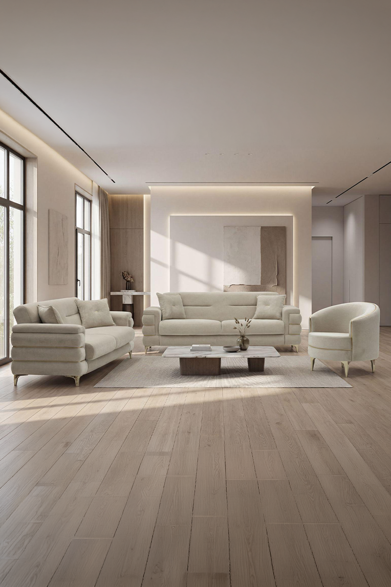 Nergis 3+3+1 Sofa-Set mit Bettfunktion