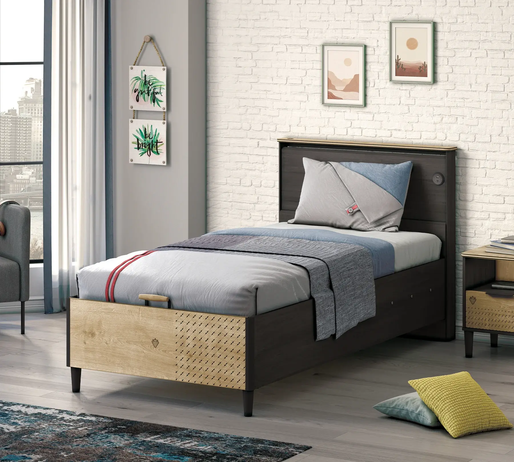 Cilek Black Bett 100x200 cm ohne Matratze mit Stauraum
