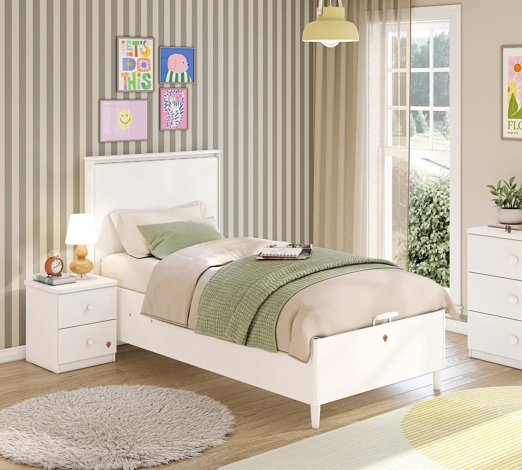 Cilek Varia Weiß Bett 100x200 cm ohne Matratze mit Stauraum
