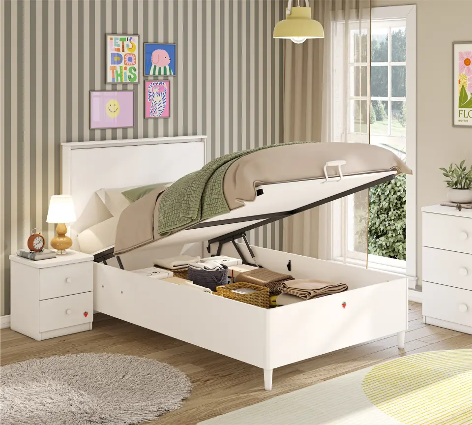 Cilek Varia Weiß Bett 100x200 cm ohne Matratze mit Stauraum