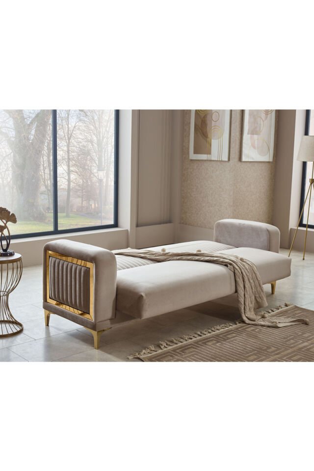 Mabel Sofa-Set 3+3+1 Beige mit Bettfunktion und Stauraum