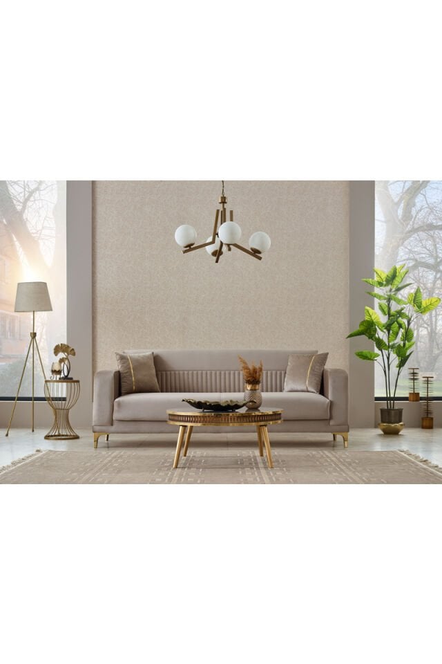 Mabel Sofa-Set 3+3+1 Beige mit Bettfunktion und Stauraum